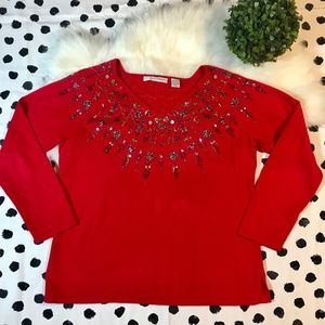Marisa Christina Beaded Jeweled Christmas Sweater